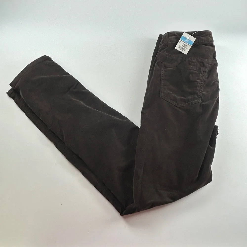 J.McLaughlin WMNS 2 Watson Corduroy Pants Chocolate Brown Straight Leg NEW